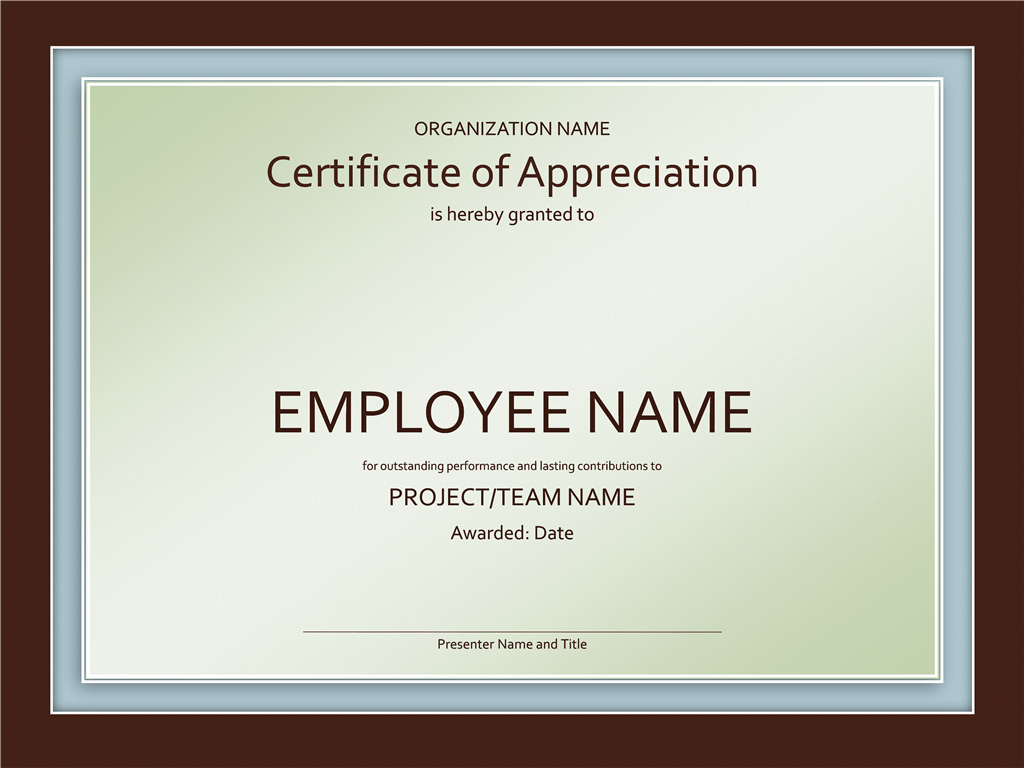 Excellent Employee Certificate Of Appreciation Template Inside Employee Recognition Certificates Templates Free