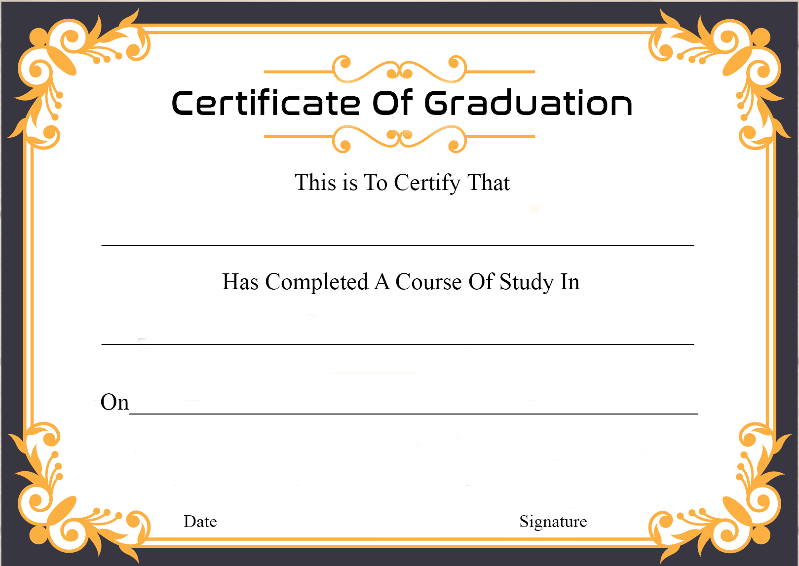 🥰free Certificate Template Of Graduation Download🥰 With Regard To Graduation Certificate Template Word