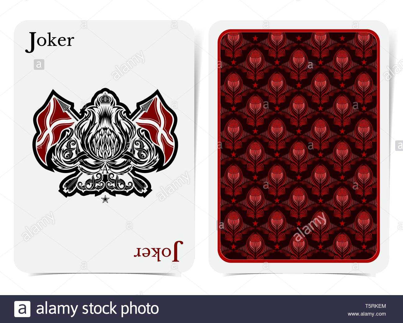 Face Of Joker Card Thistle Plant Pattern With Crossed Flags Inside Joker Card Template