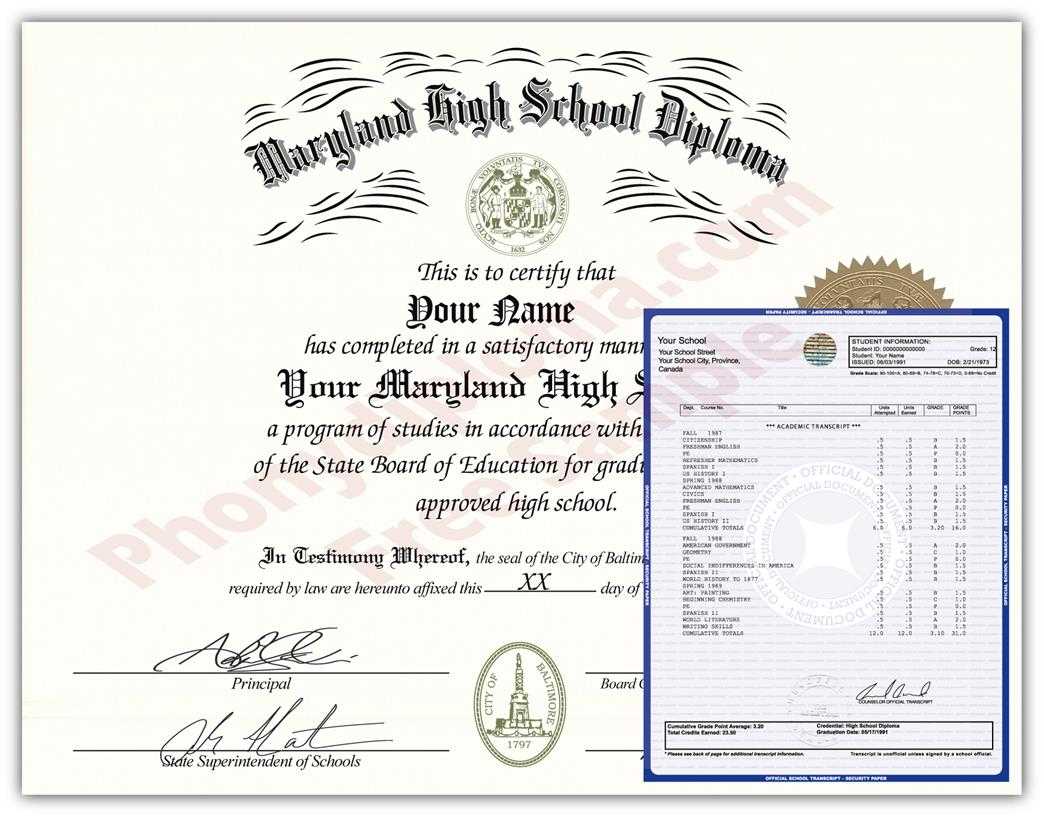 Fake Diplomas And Transcripts From Maryland – Phonydiploma Throughout Ged Certificate Template