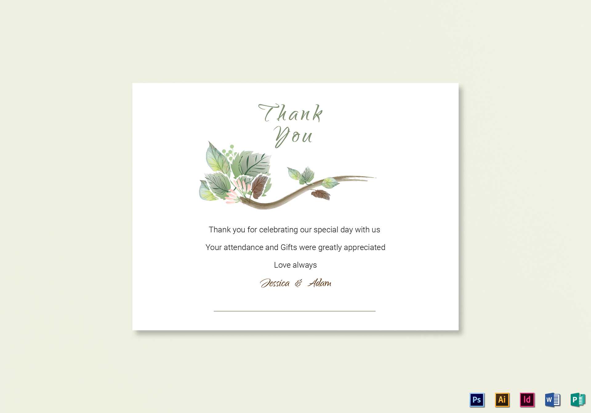 Fall Wedding Thank You Card Template Within Template For Wedding Thank You Cards