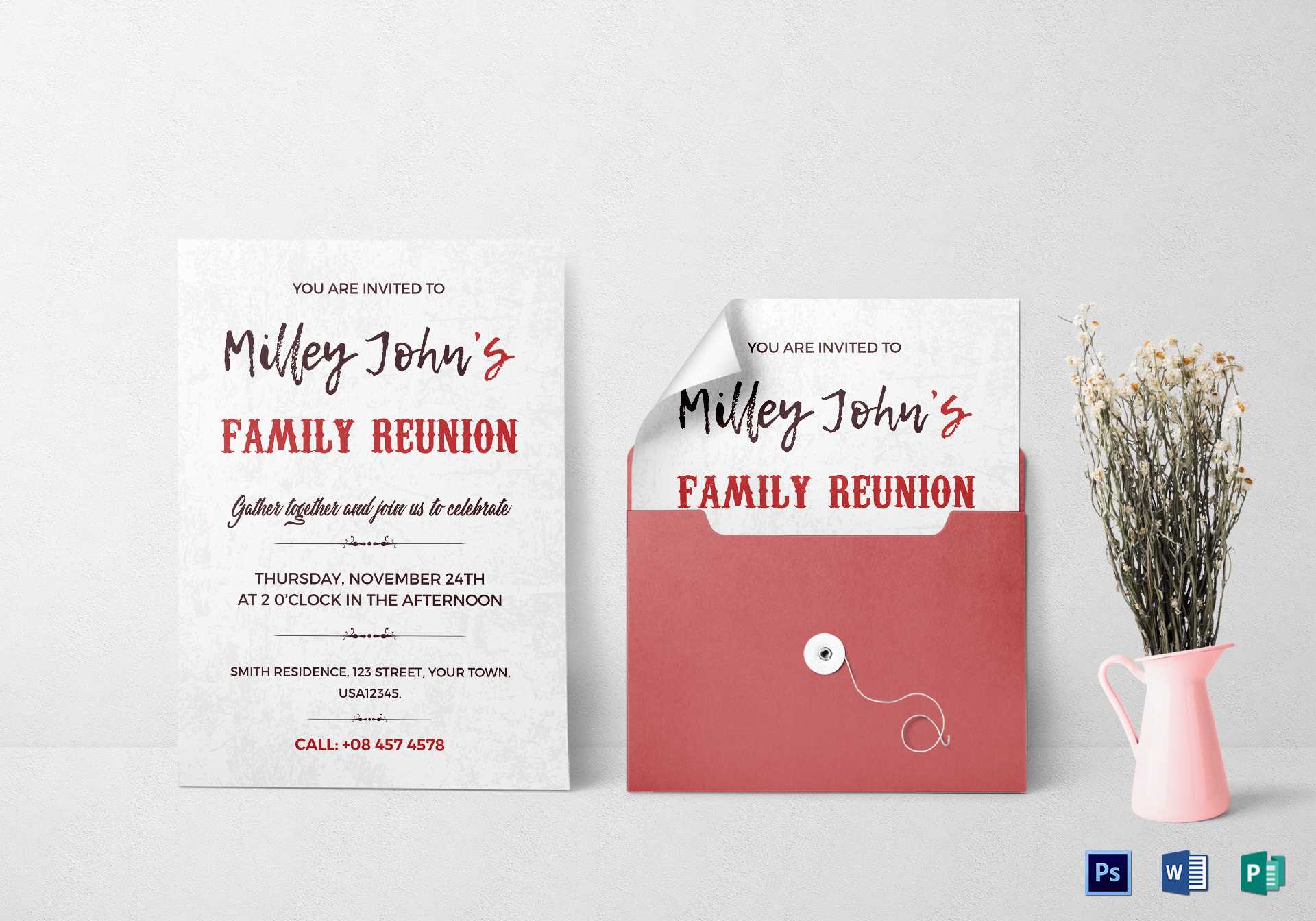 Family Reunion Invitation Card Template Regarding Reunion Invitation Card Templates