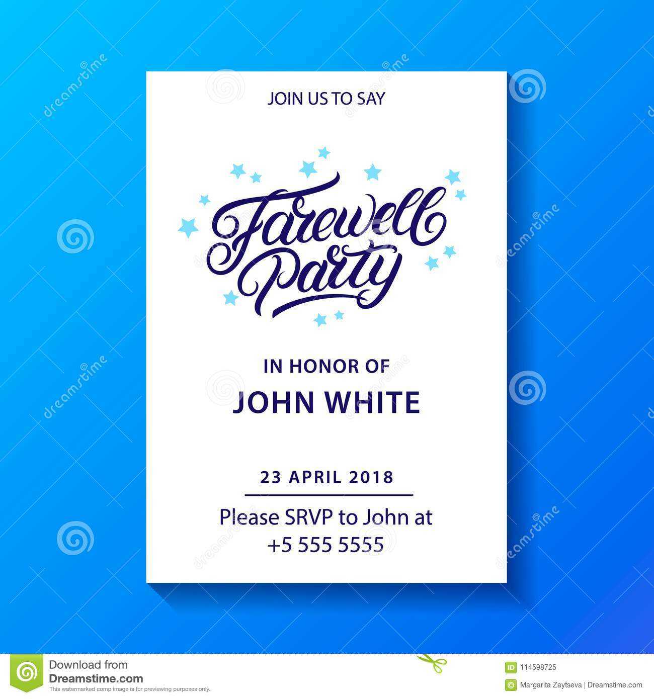 Farewell Party Hand Written Lettering. Stock Vector Within Farewell Invitation Card Template