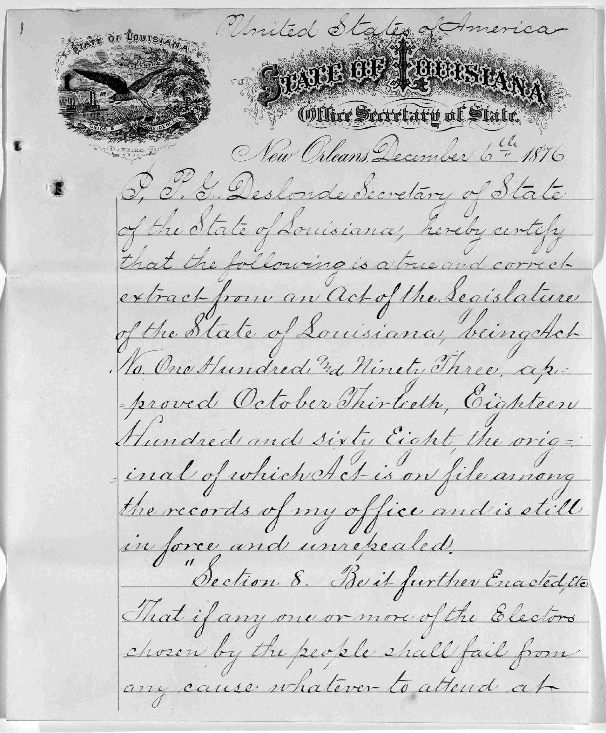 File:a Certificate For The Electoral Vote For Rutherford B Regarding Hayes Certificate Templates