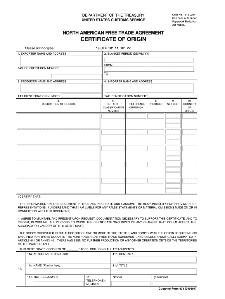 Fillable Nafta Certificate Of Origin – Fill Online Pertaining To Nafta Certificate Template