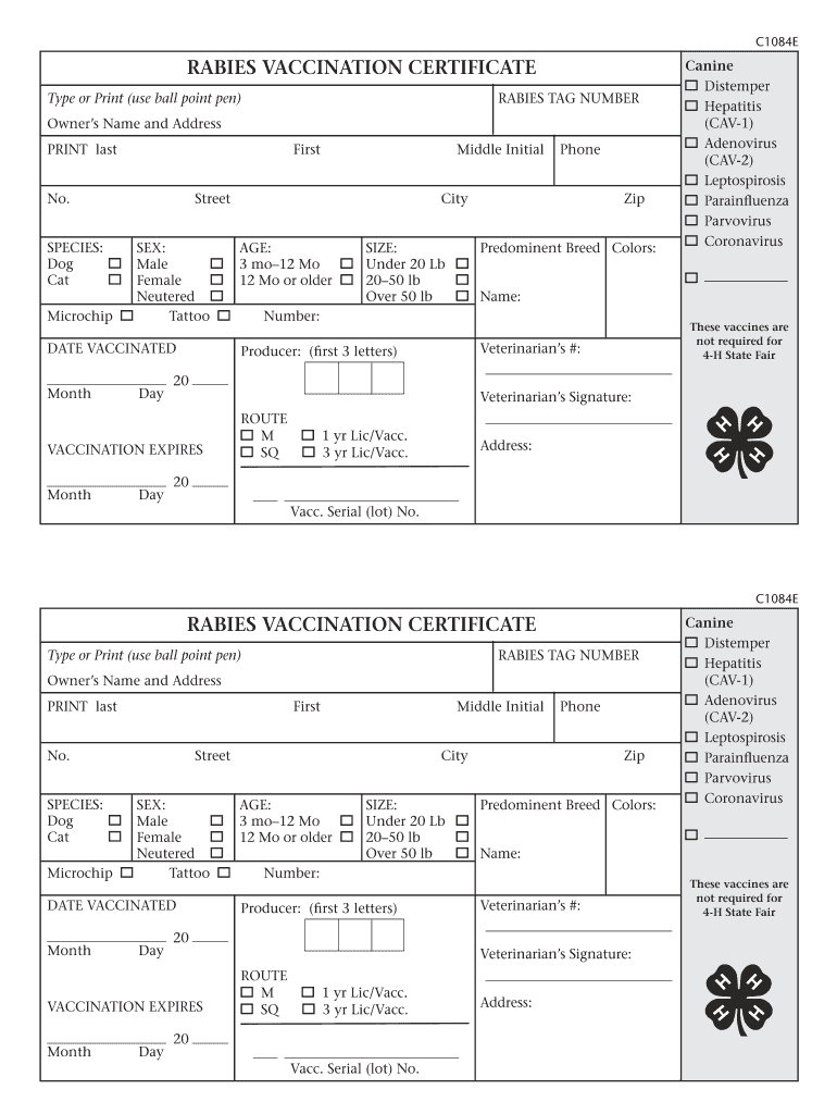 Fillable Rabies Vaccine Certificate – Fill Online, Printable With Rabies Vaccine Certificate Template