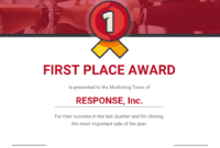 First Place Award Certificate Template within First Place Certificate Template