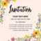 Floral Anniversary Party Invitation Card Template throughout Template For Anniversary Card