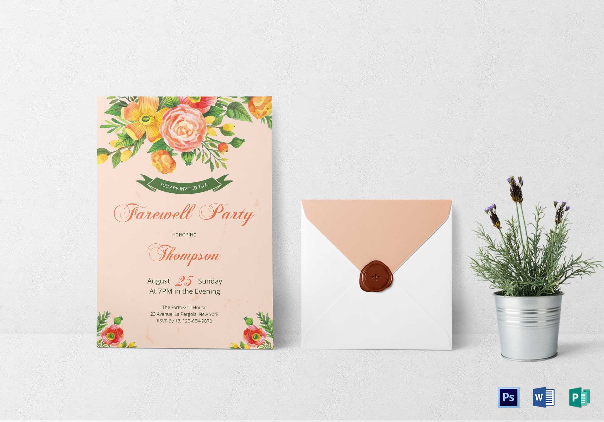 Floral Farewell Party Invitation Template For Farewell Card Template Word