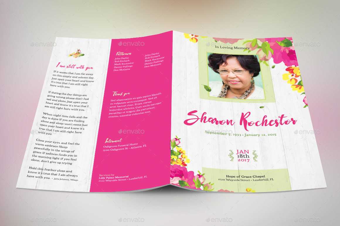 Floral Funeral Program Template In Memorial Brochure Template