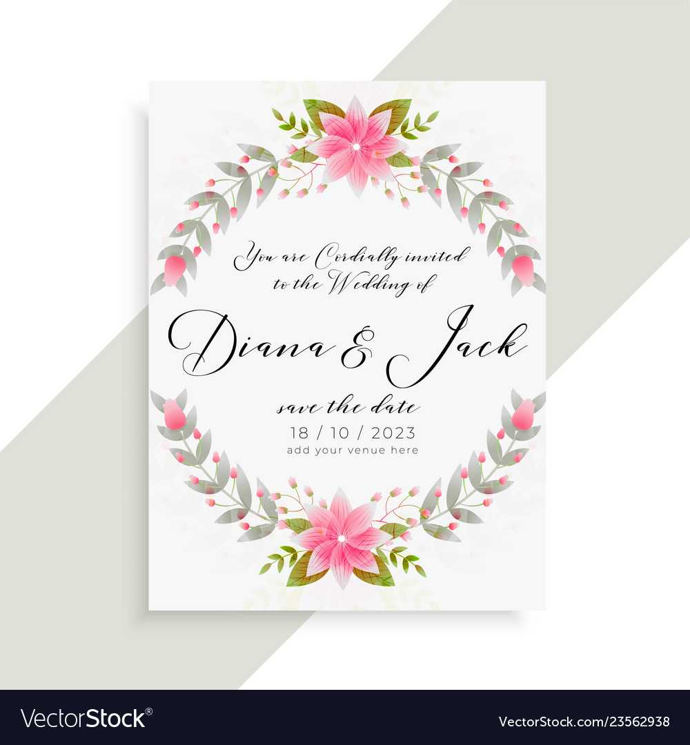 Floral Wedding Invitation Card Elegant Template Regarding Invitation Cards Templates For Marriage
