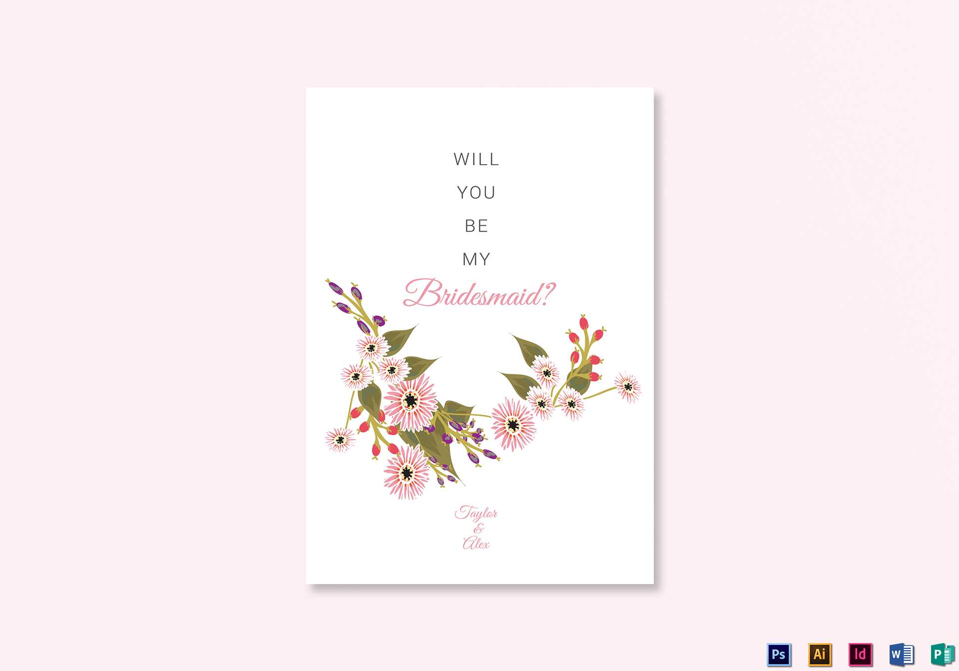 Floral Will You Be My Bridesmaid Card Template With Regard To Will You Be My Bridesmaid Card Template