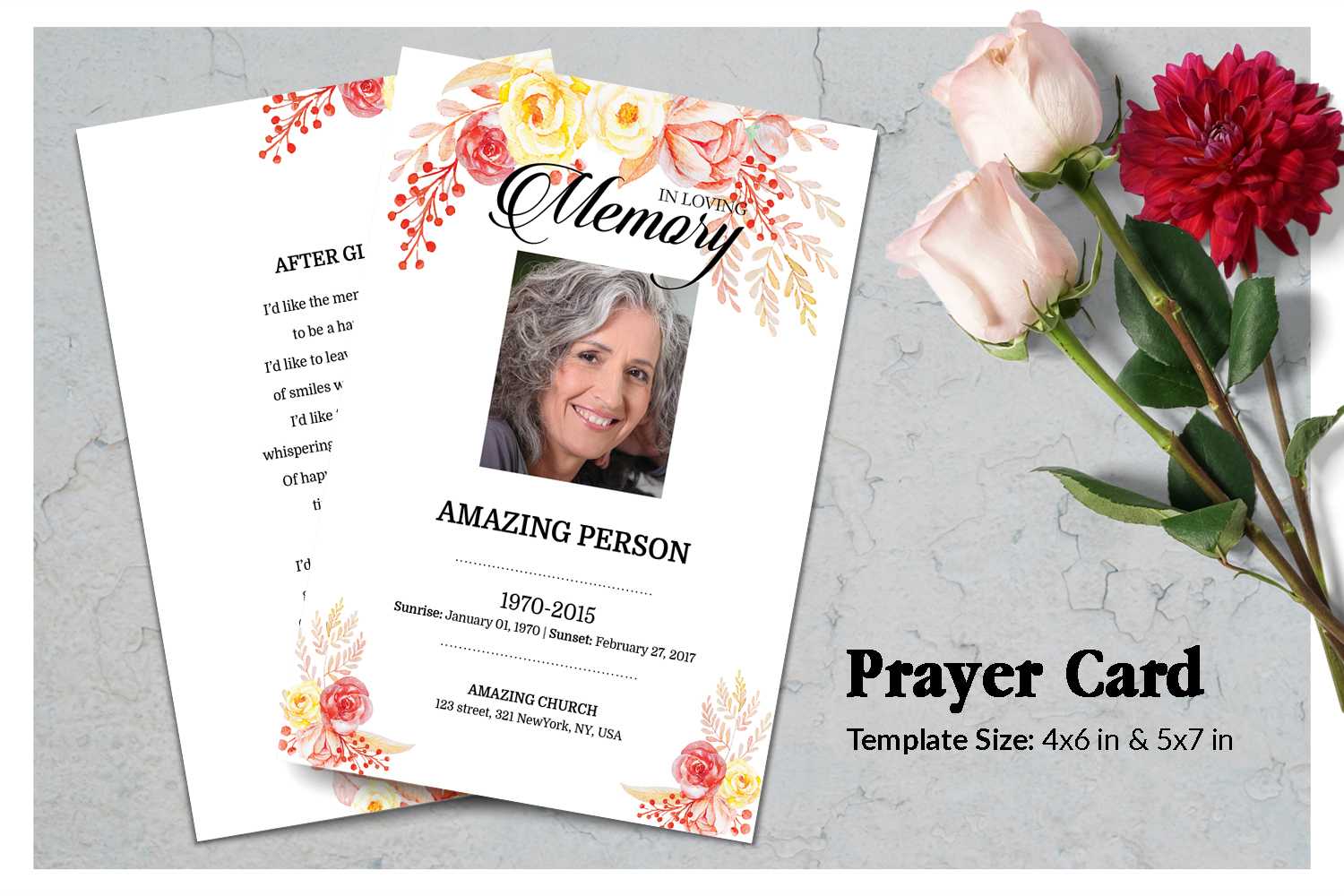 Flower Funeral Prayer Card Template Within Memorial Card Template Word