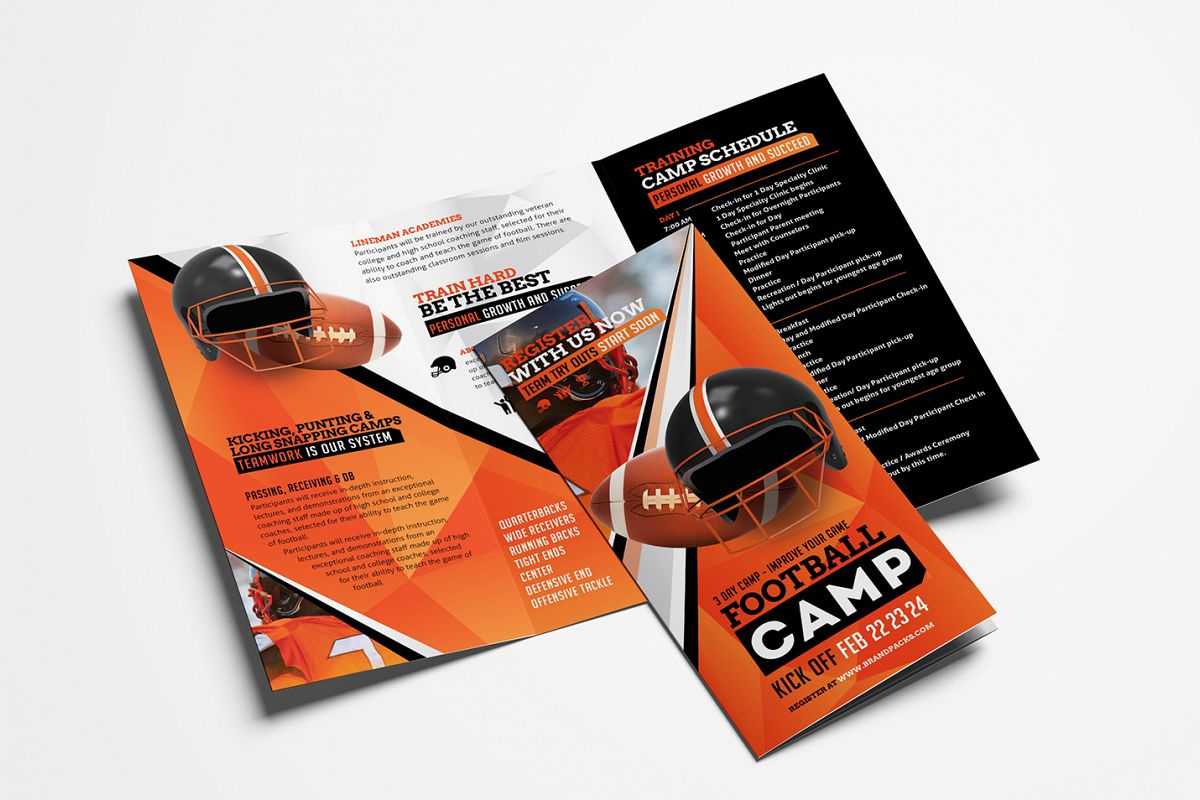 Football Camp Trifold Brochure Template Regarding Tri Fold School Brochure Template