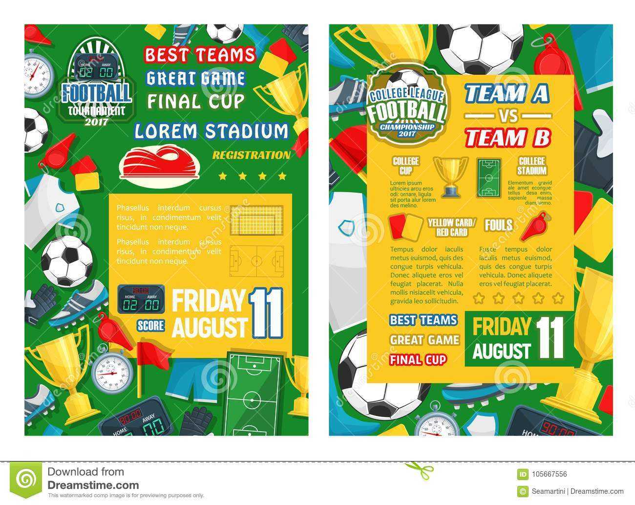 Football Or Soccer Sport Tournament Match Banner Stock With Regard To Soccer Referee Game Card Template