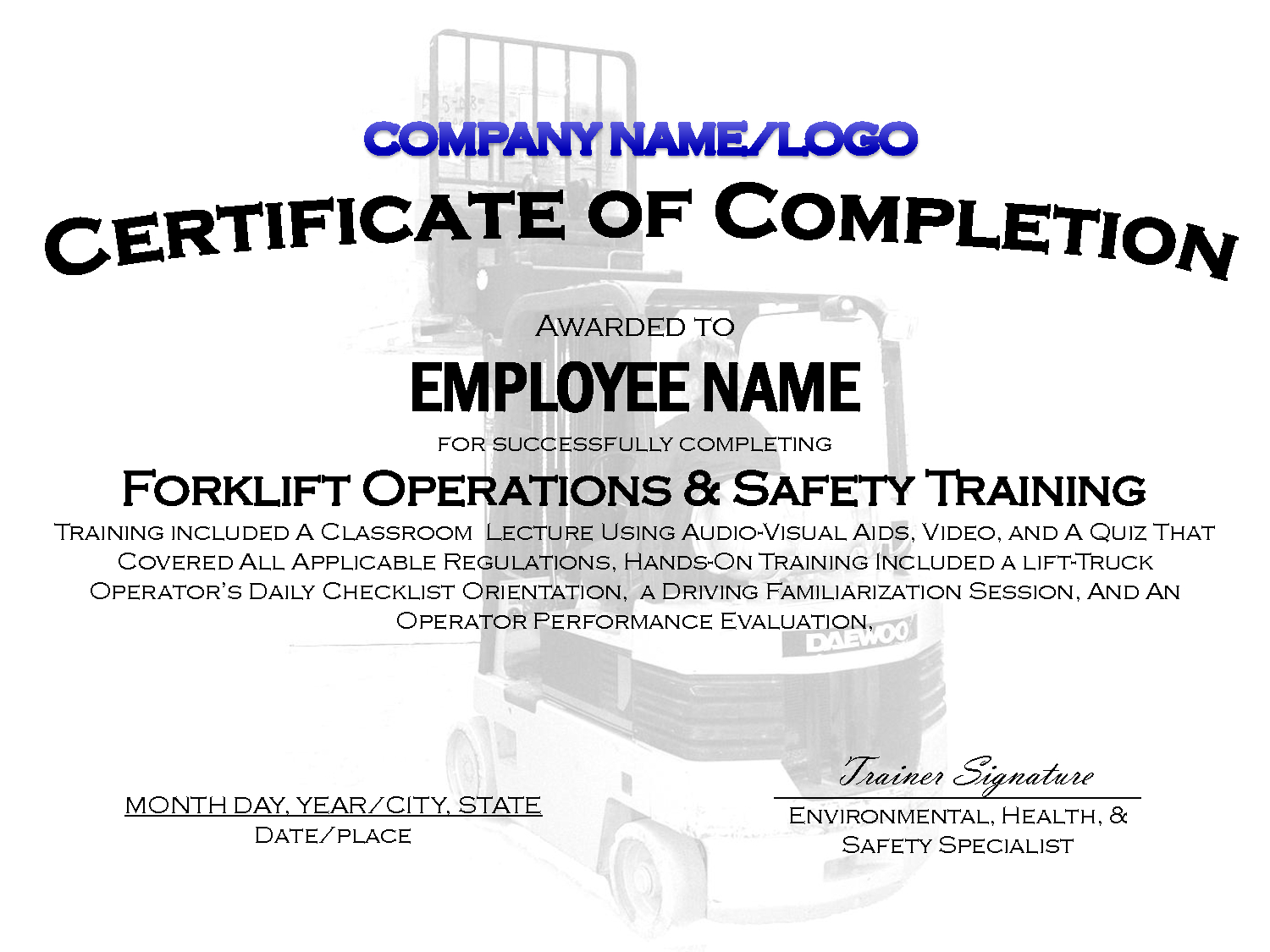 Forklift Certificate Template - Milas.westernscandinavia With Regard To Forklift Certification Template