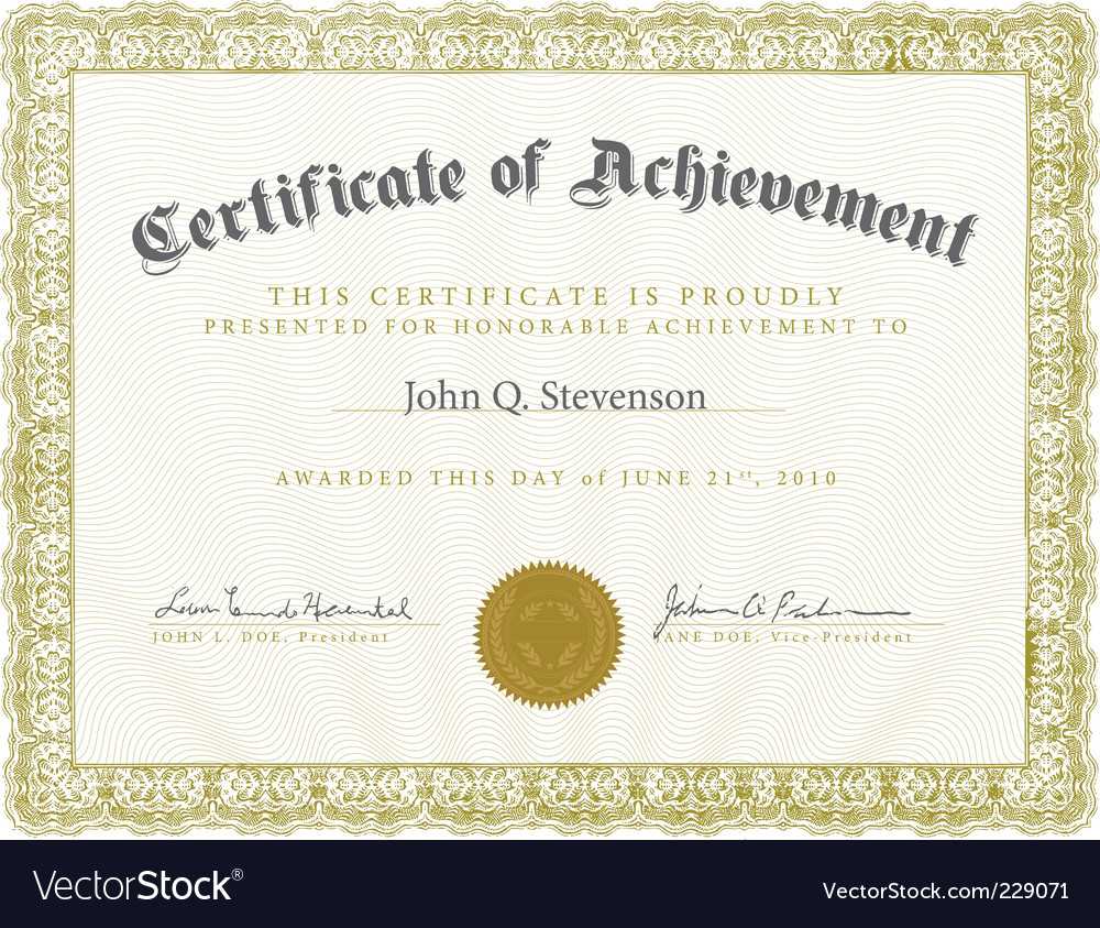 Formal Ornate Certificate Template With Free Stock Certificate Template Download