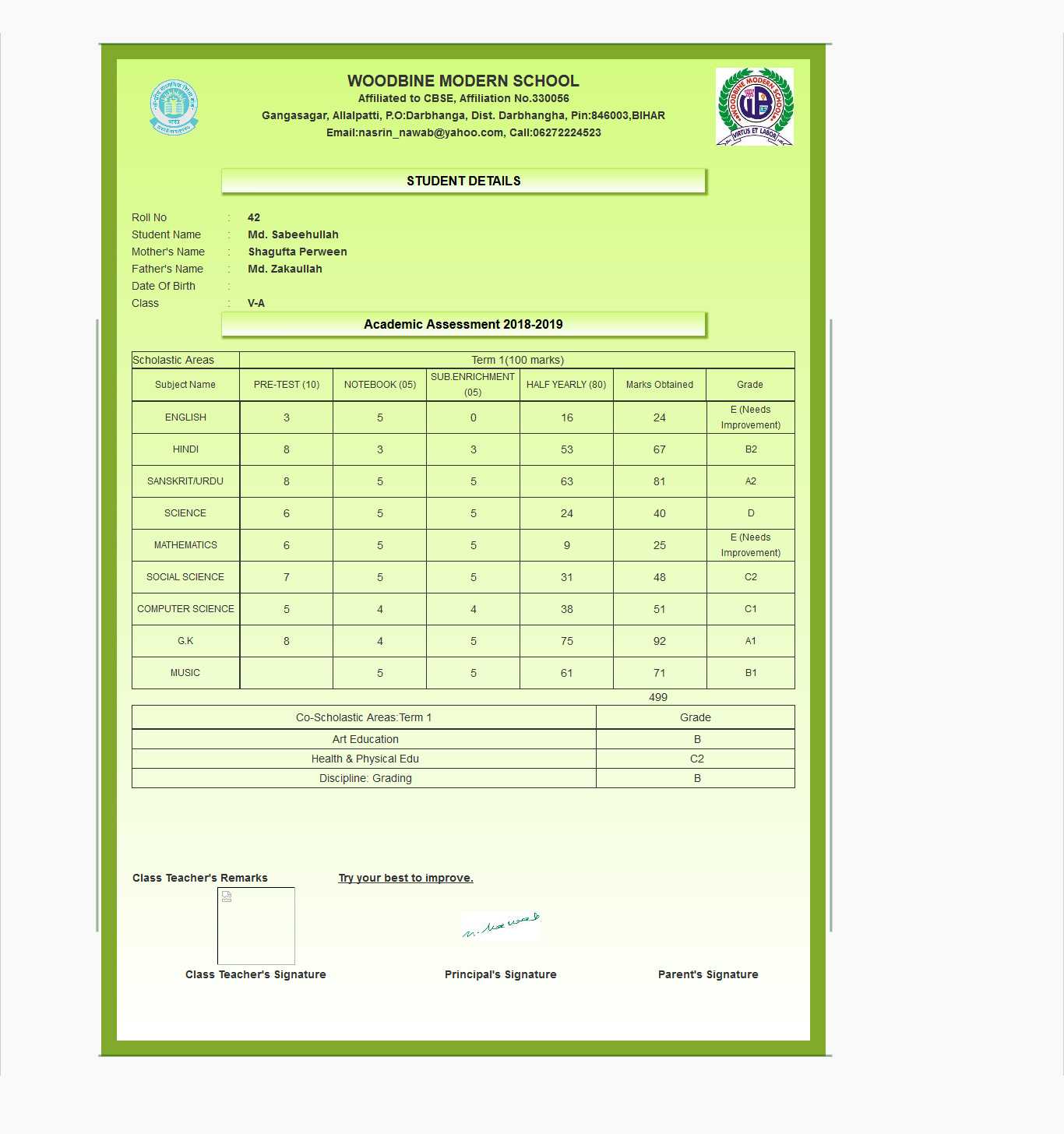 Format Of Report Card – Milas.westernscandinavia For College Report Card Template