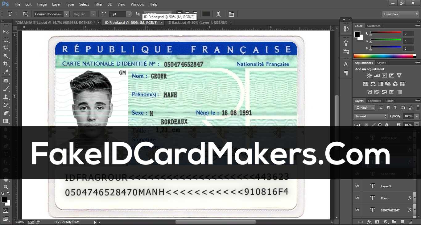 France Id Card Template Psd [Fake Driver License] With French Id Card Template