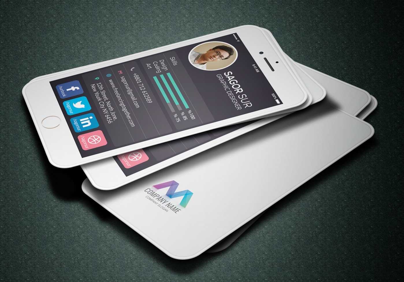 Free 23+ Unique Business Card Templates In Psd | Ms Word In Iphone Business Card Template