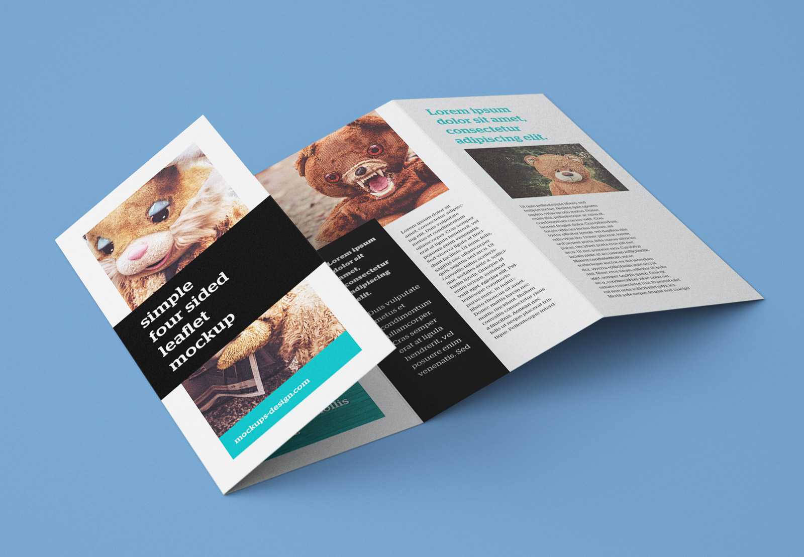 Free Accordion 4 Fold Brochure / Leaflet Mockup Psd In 2 Fold Brochure Template Psd