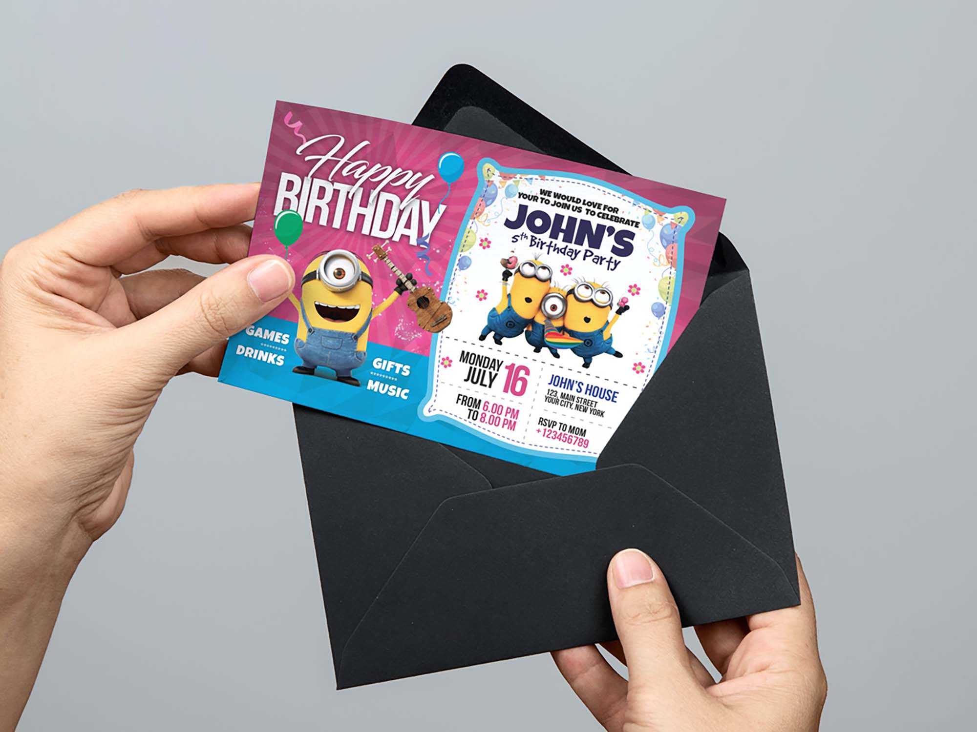 Free Birthday Invitation Card Template (Psd) With Photoshop Birthday Card Template Free
