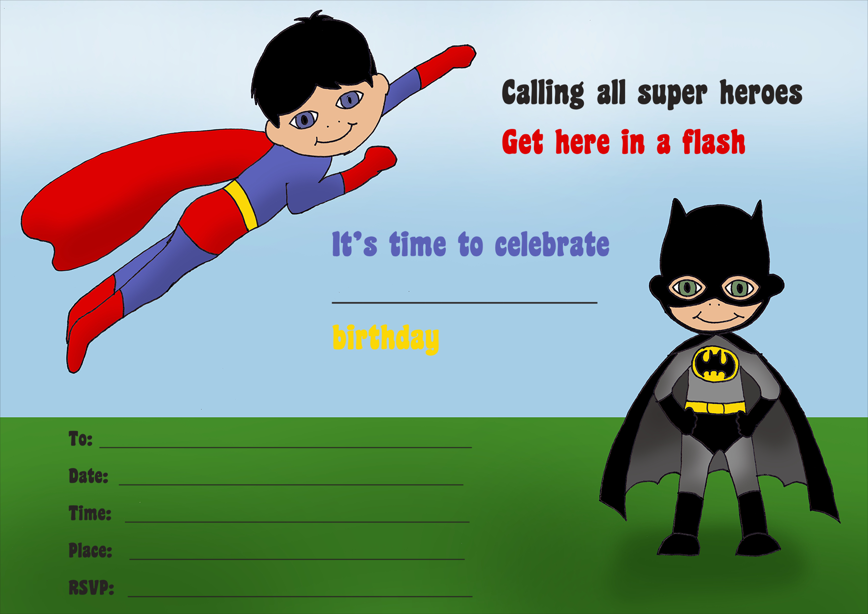 Free Birthday Invitations To Print For Kids: Choose Your Theme Inside Superman Birthday Card Template