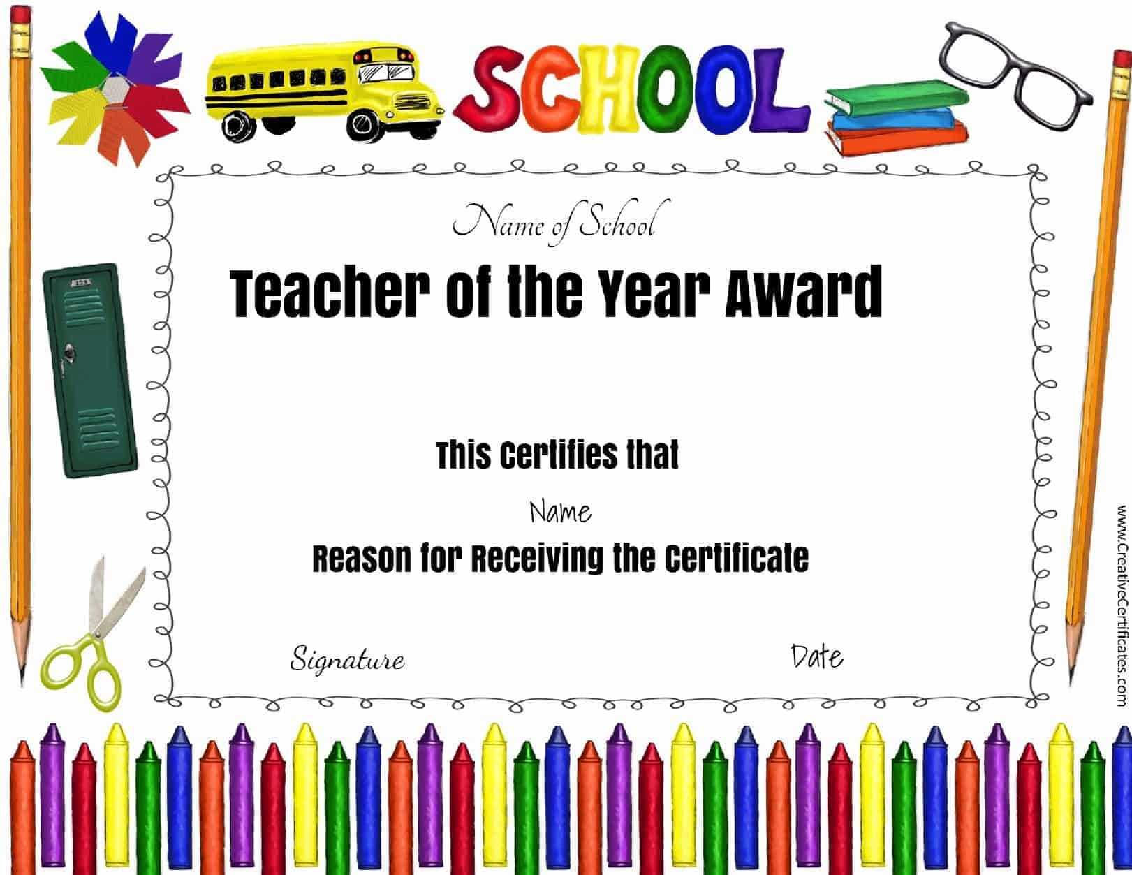 Free Certificate Of Appreciation For Teachers | Customize Online For Teacher Of The Month Certificate Template