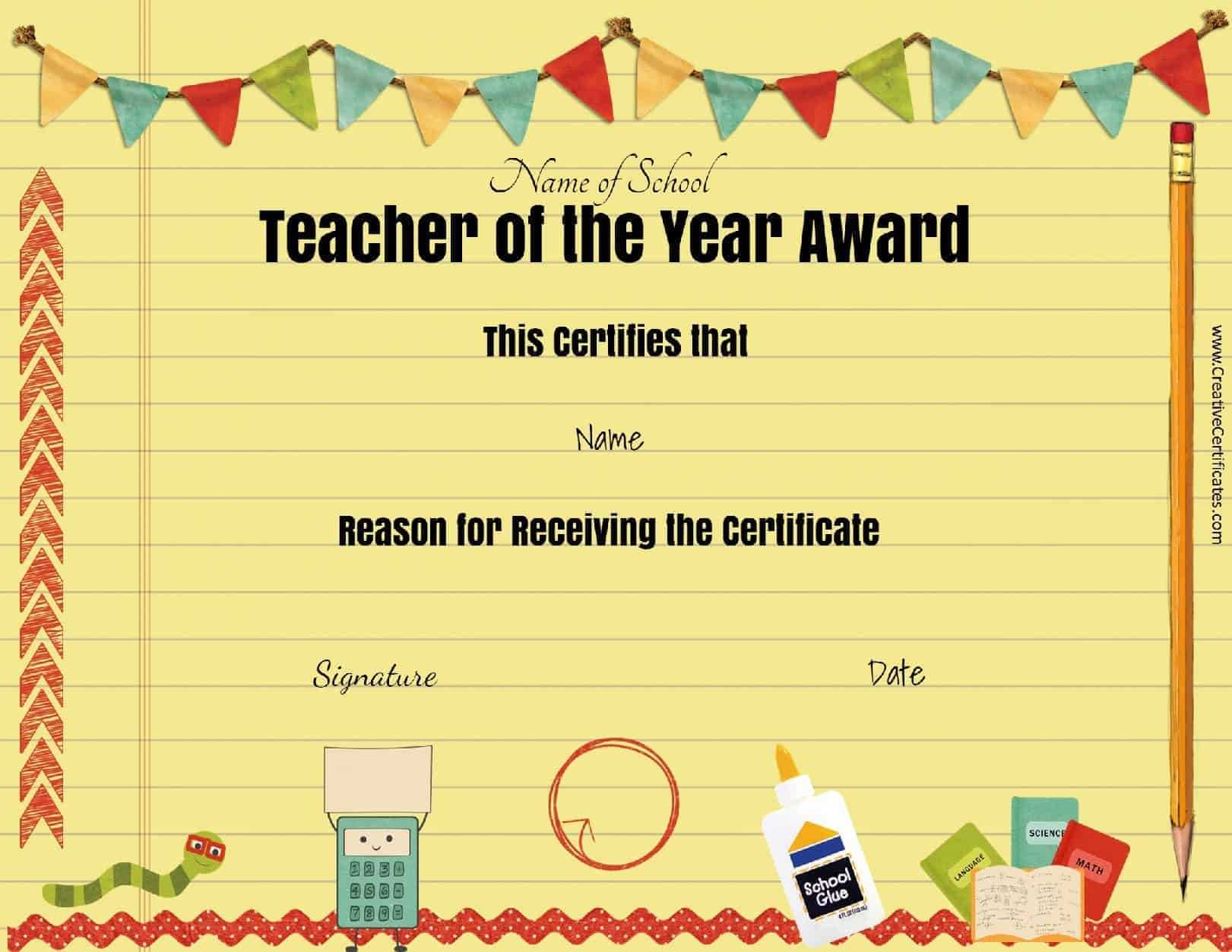 Free Certificate Of Appreciation For Teachers | Customize Online Inside Teacher Of The Month Certificate Template
