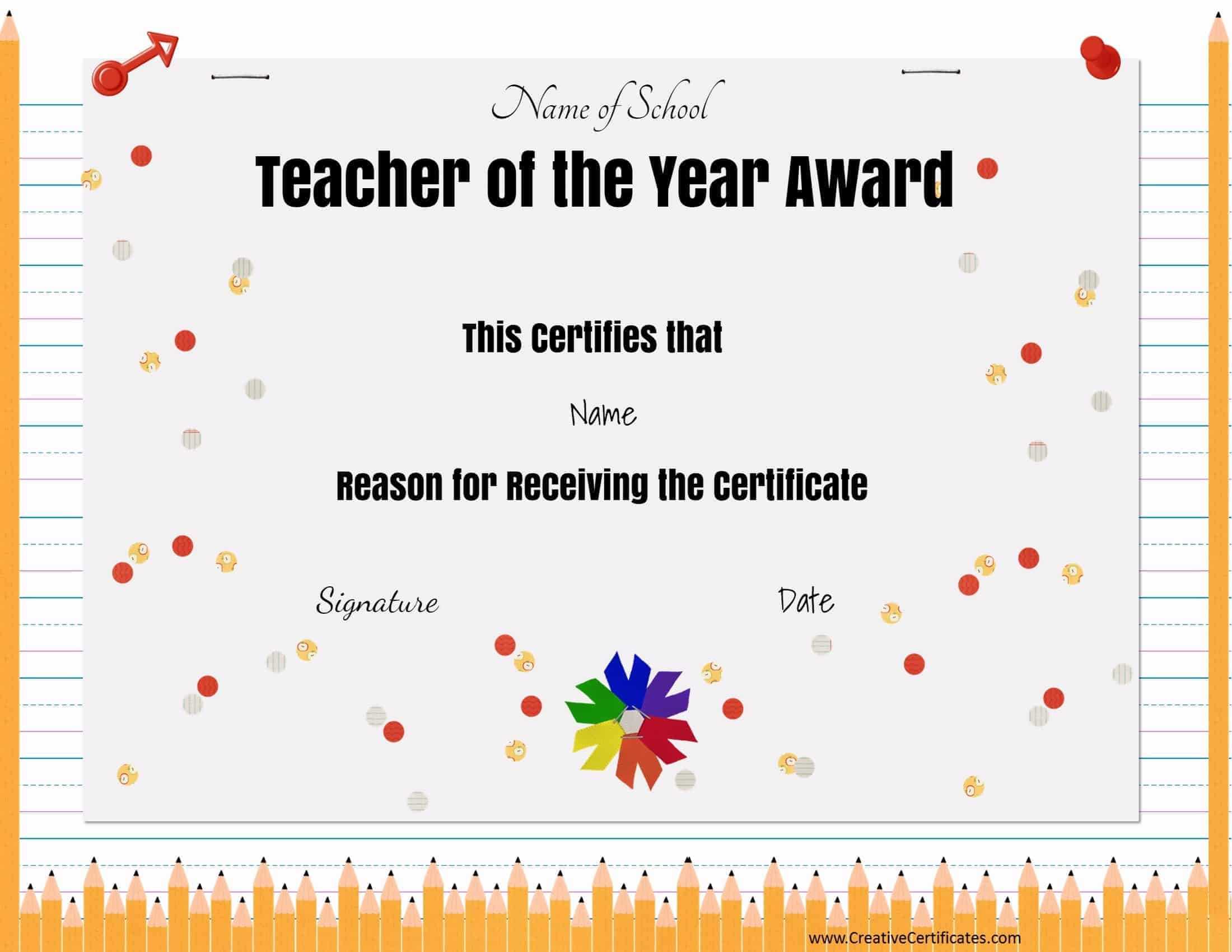 Free Certificate Of Appreciation For Teachers | Customize Online Intended For Teacher Of The Month Certificate Template