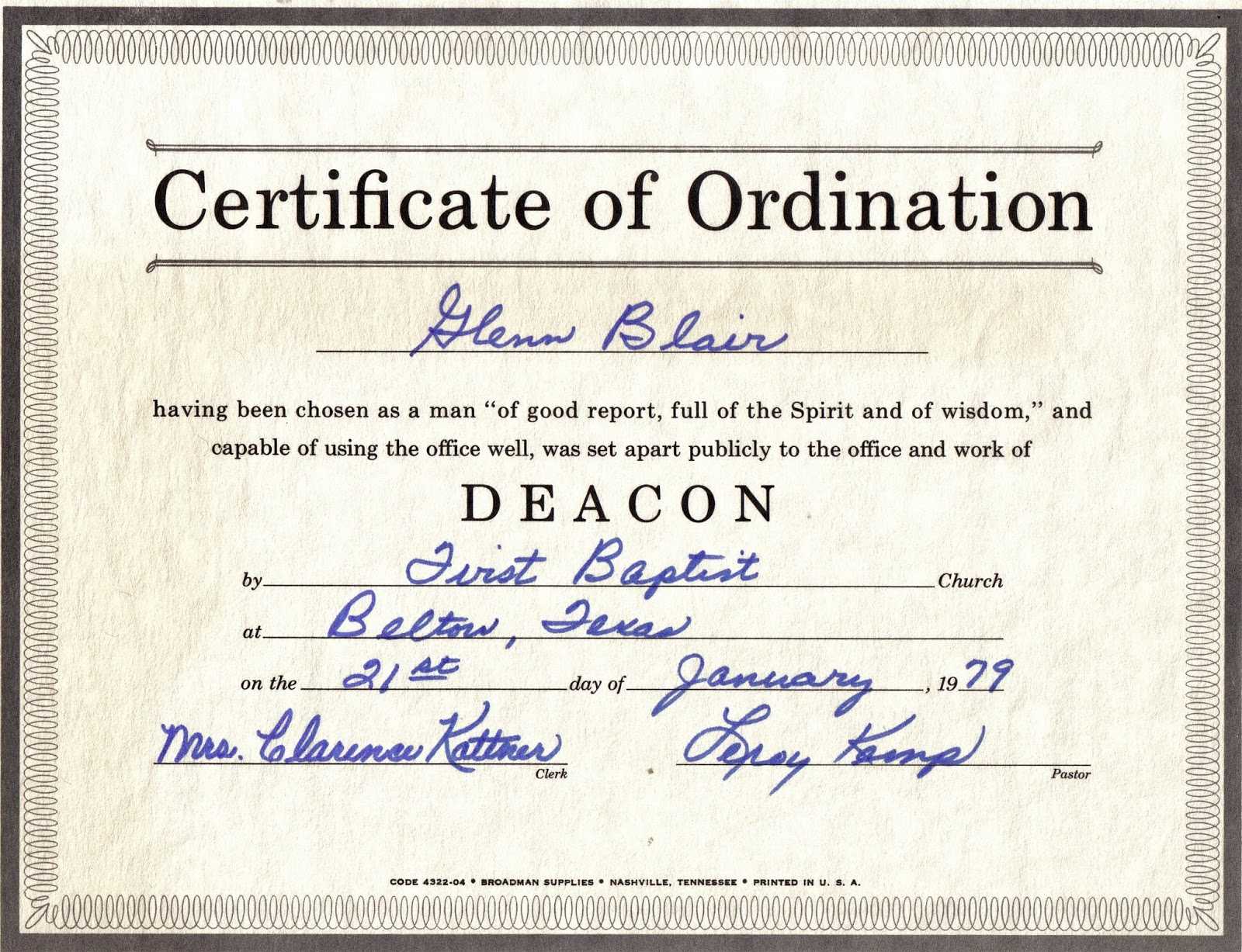 Free Certification: Free Ordination Certificate In Certificate Of Ordination Template