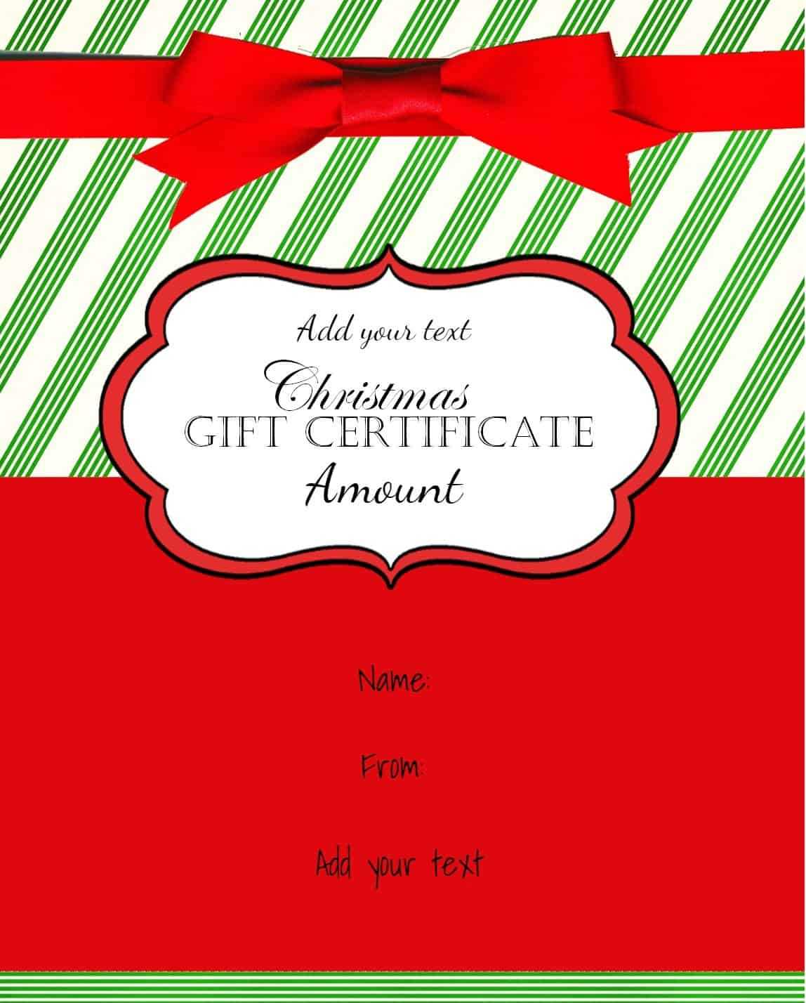 Free Christmas Gift Certificate Template | Customize Online Inside Fillable Gift Certificate Template Free