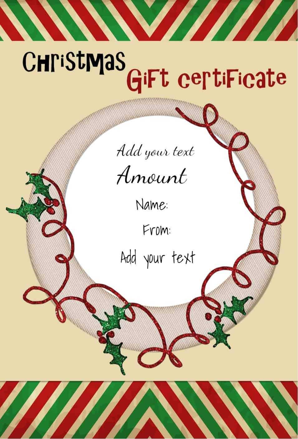 Free Christmas Gift Certificate Template | Customize Online Intended For Homemade Christmas Gift Certificates Templates