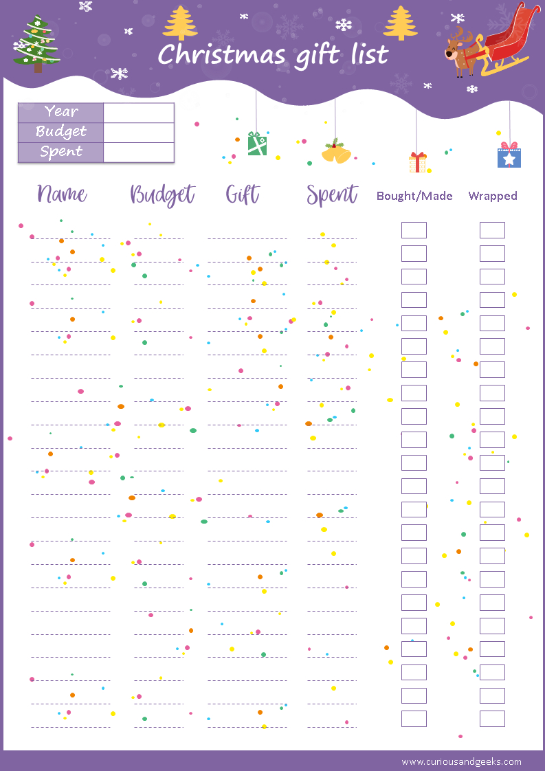 Free Christmas List Templates + An Excel Version – Curious Within Christmas Card List Template