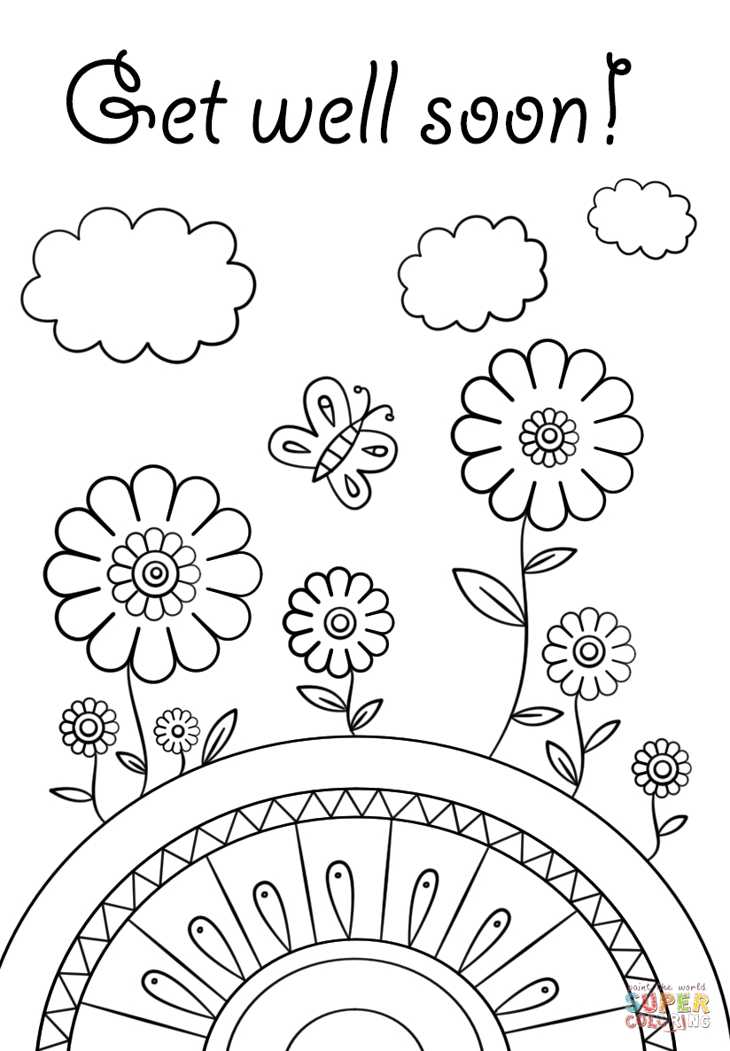 Free Coloring Pages Get Well Card Intended For Get Well Soon Card Template