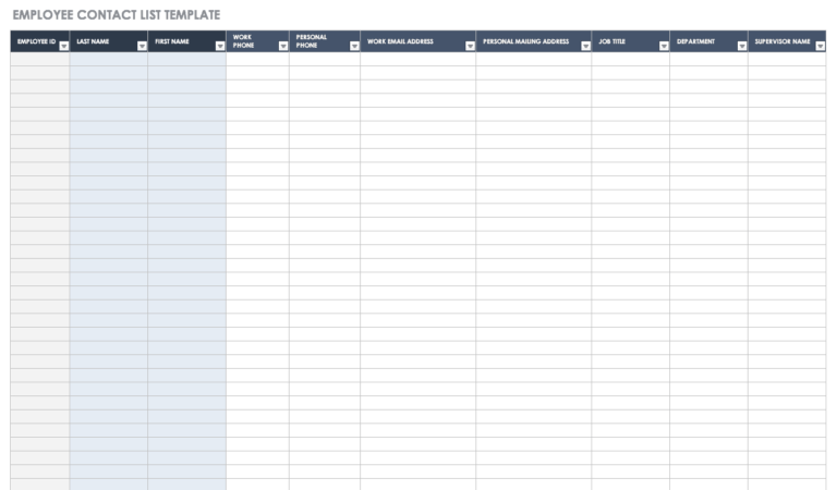 Free Contact List Templates | Smartsheet Intended For Sample Job Cards ...