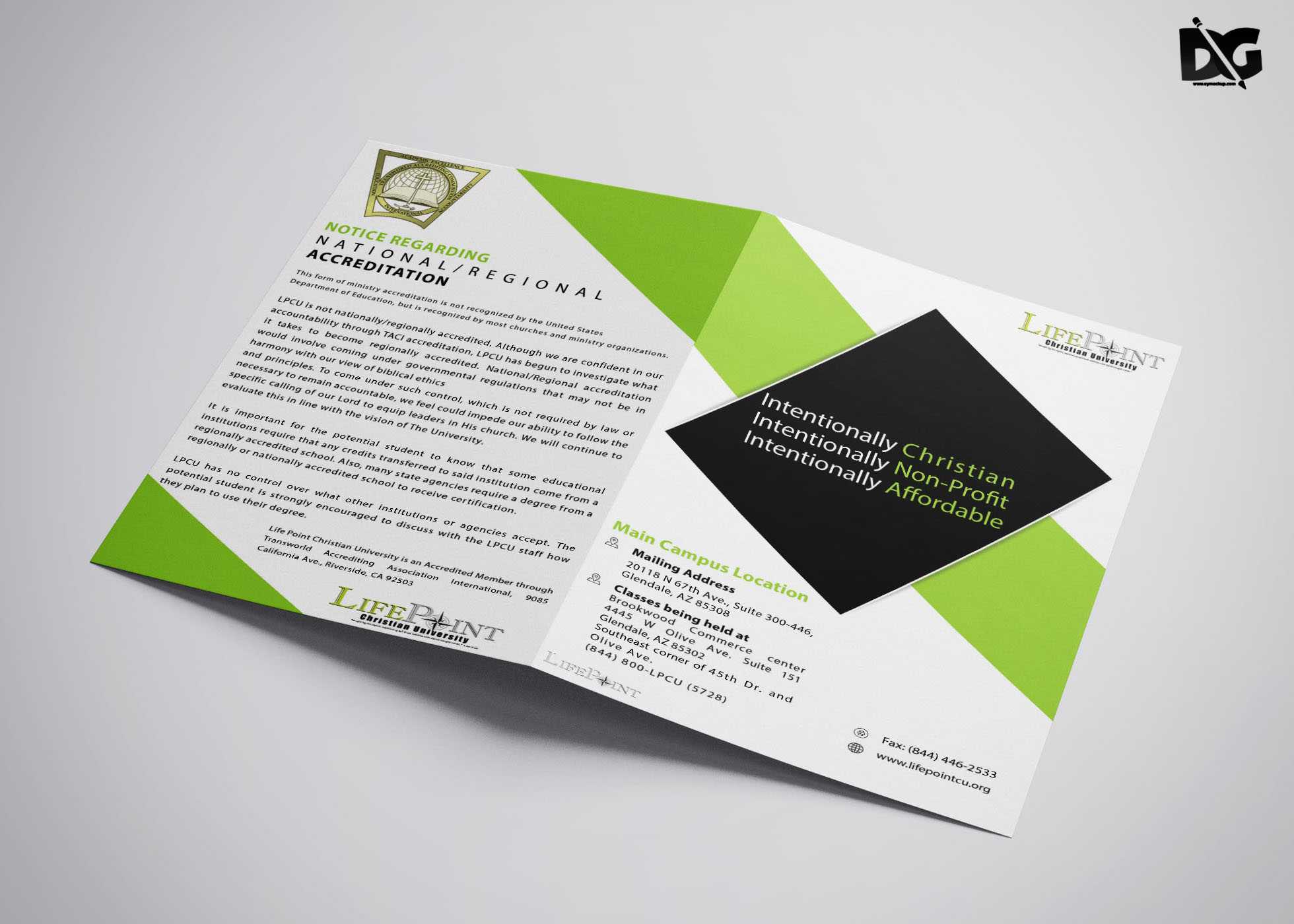 Free Download Psd Lifepoint University Bi Fold Brochure Within Zoo Brochure Template