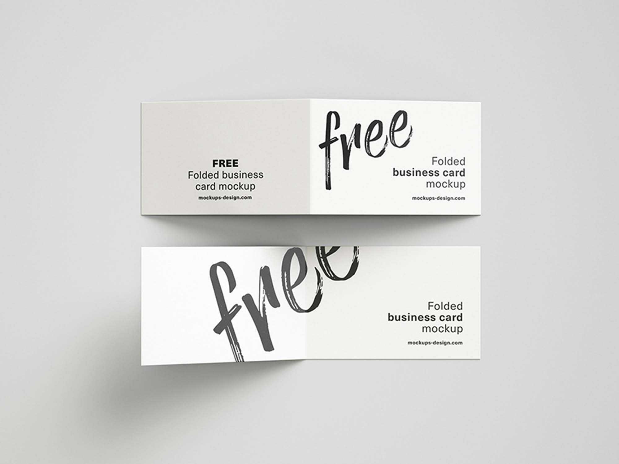 Free Folded Business Cards Mockup (Psd) Throughout Fold Over Business Card Template
