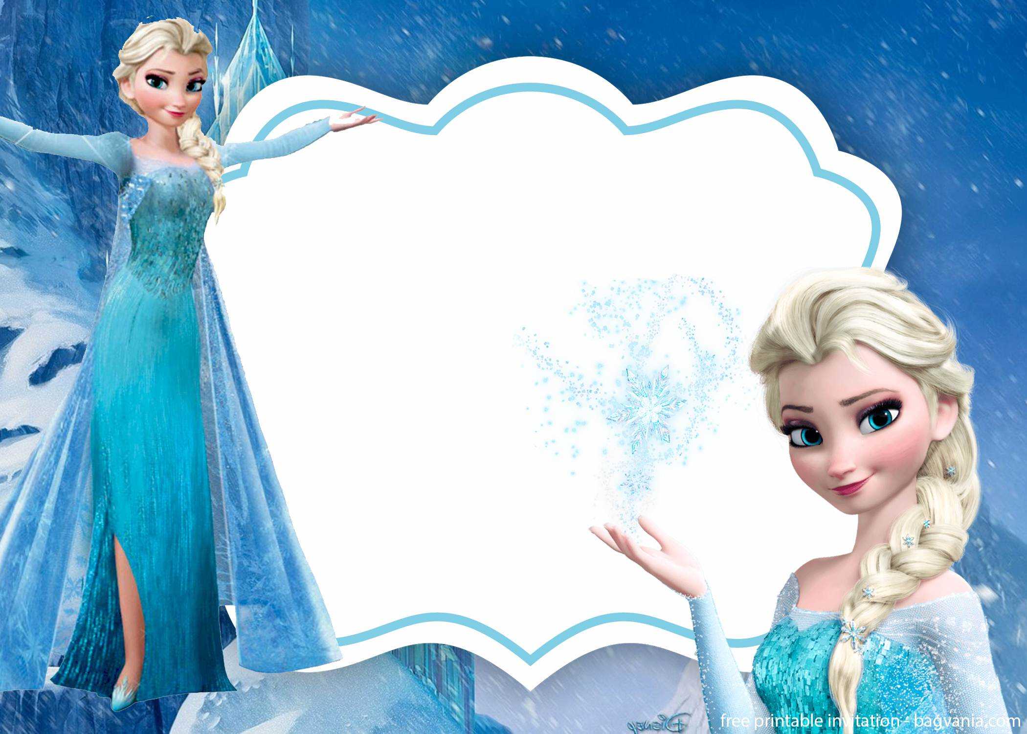 Free Frozen Invitation Template - Printable – Bagvania Within Frozen Birthday Card Template