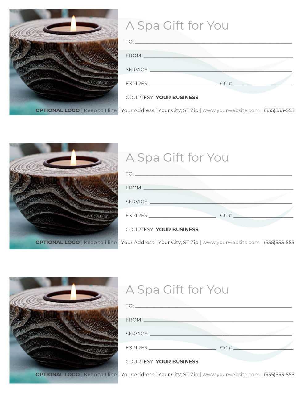 Free Gift Certificate Templates For Massage And Spa With Regard To Gift Certificate Log Template