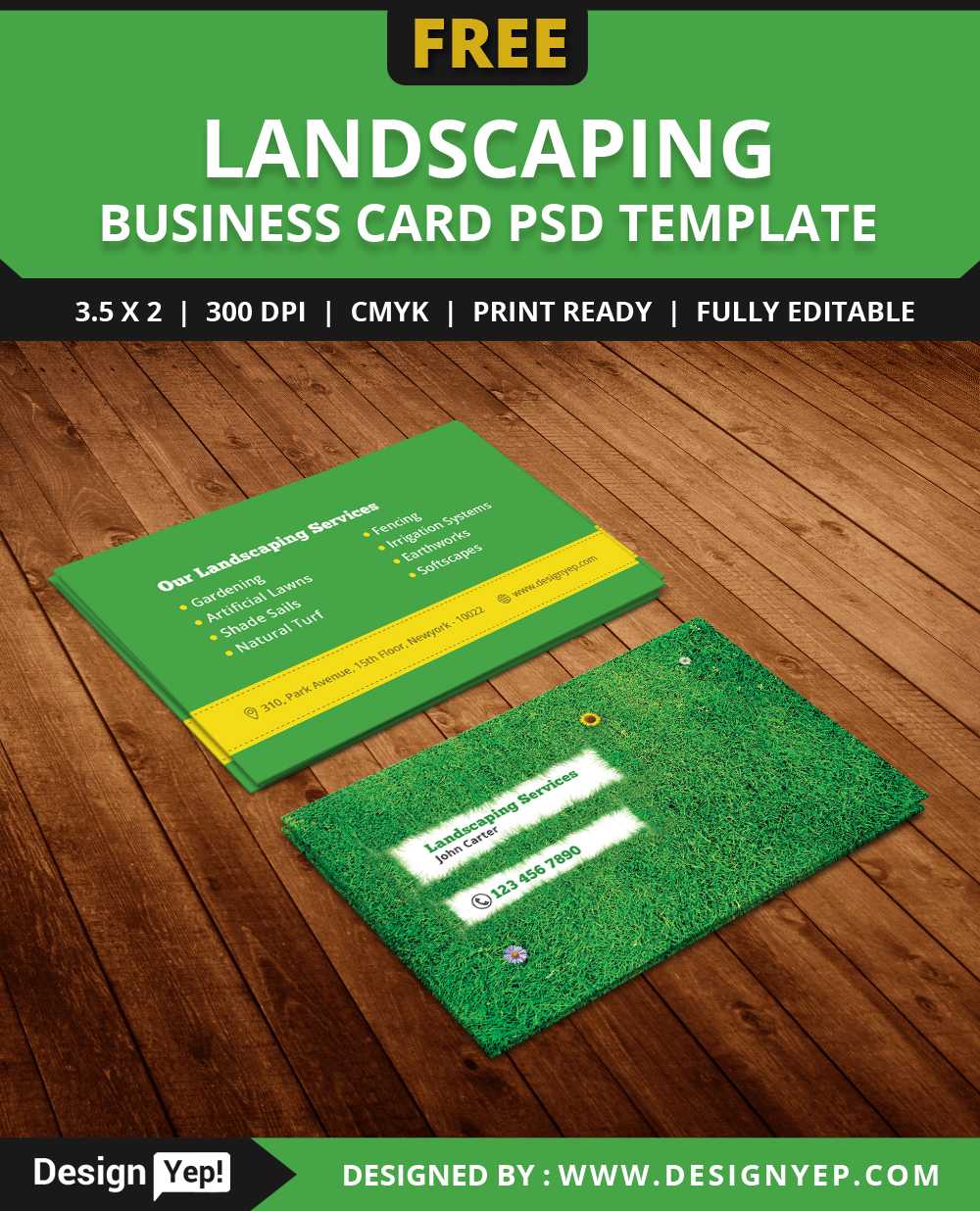 Free Landscaping Business Card Template Psd - Designyep Throughout Gardening Business Cards Templates