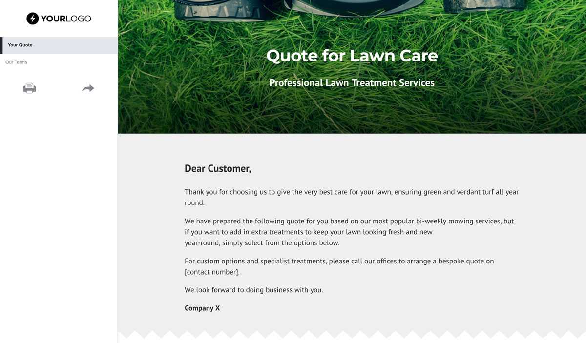 Free Lawn Care Quote Template – Better Proposals Inside Lawn Care Business Cards Templates Free