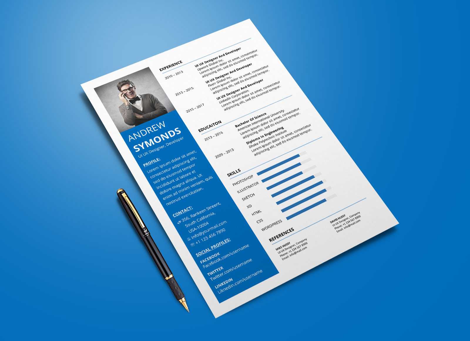 Free Modern Resume Template In Word Docx Format – Good Resume In Free Brochure Templates For Word 2010