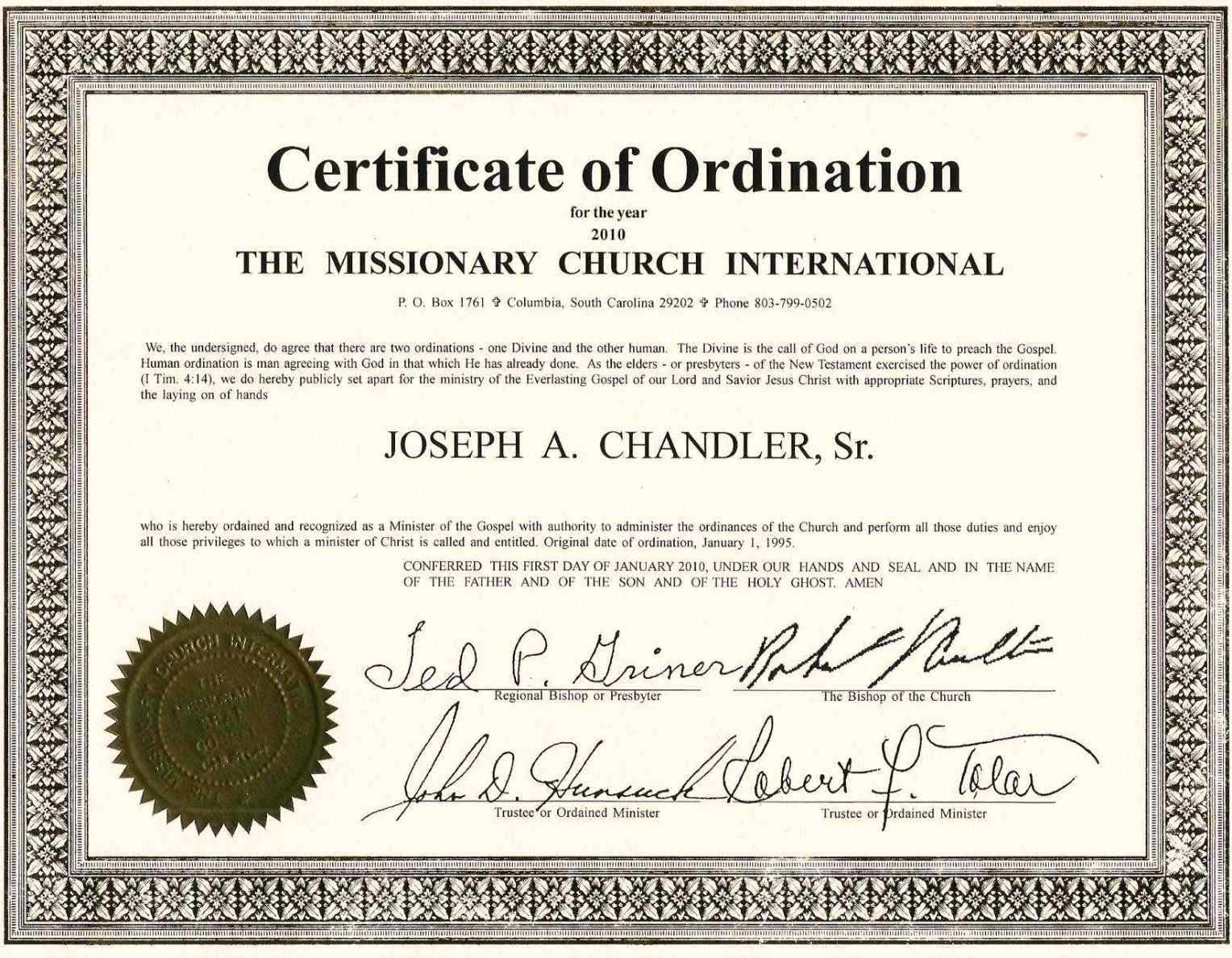 Free Ordination Certificate Template - Best Professional Throughout Ordination Certificate Template