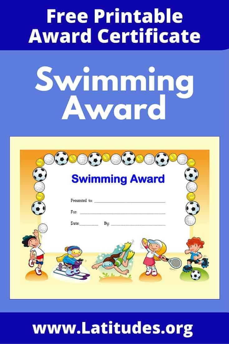 Free Printable Award Certificates For Kids | Acn Latitudes Pertaining To Free Swimming Certificate Templates