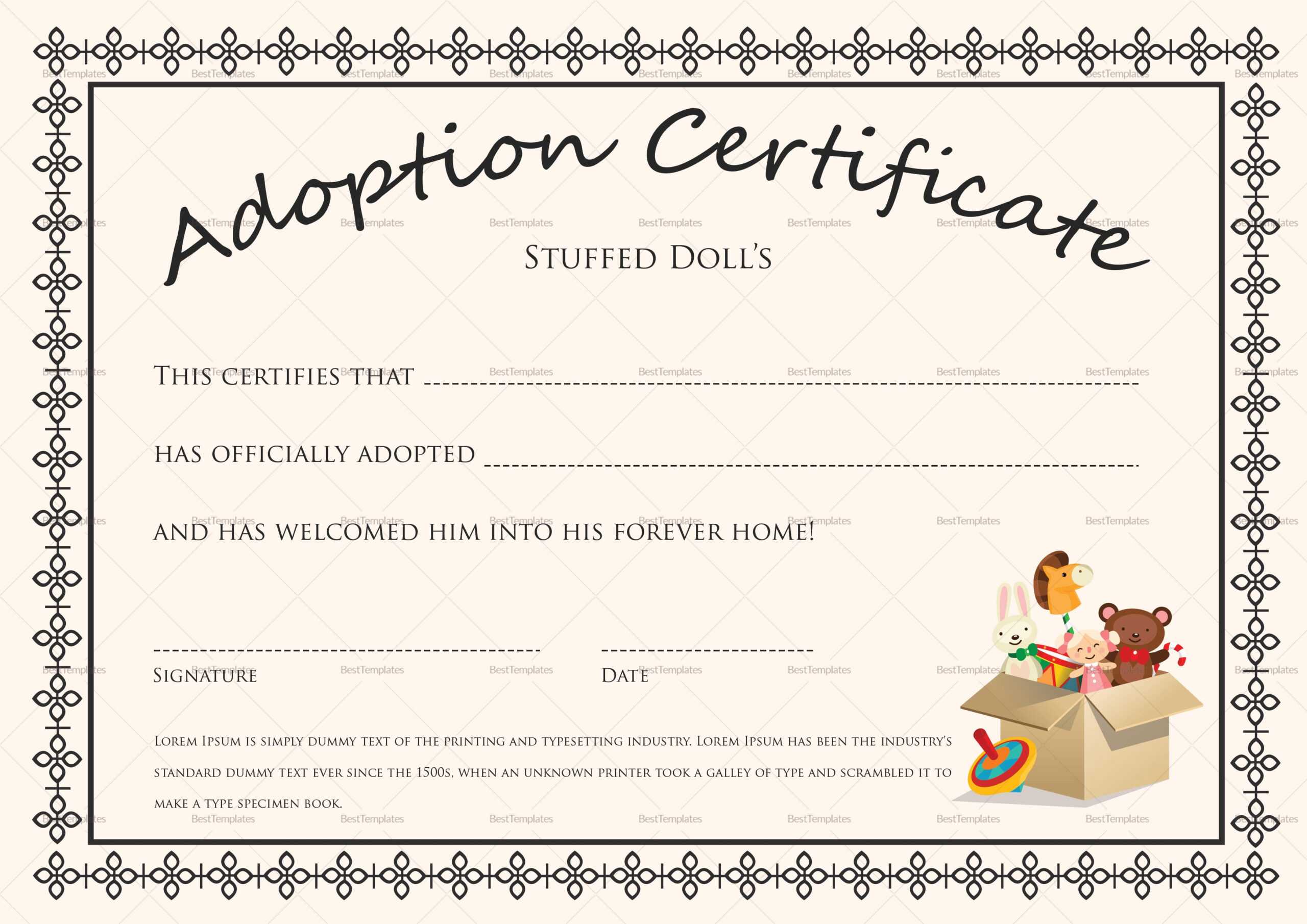 Free Printable Blank Baby Birth Certificates Templates Within Baby Doll Birth Certificate Template