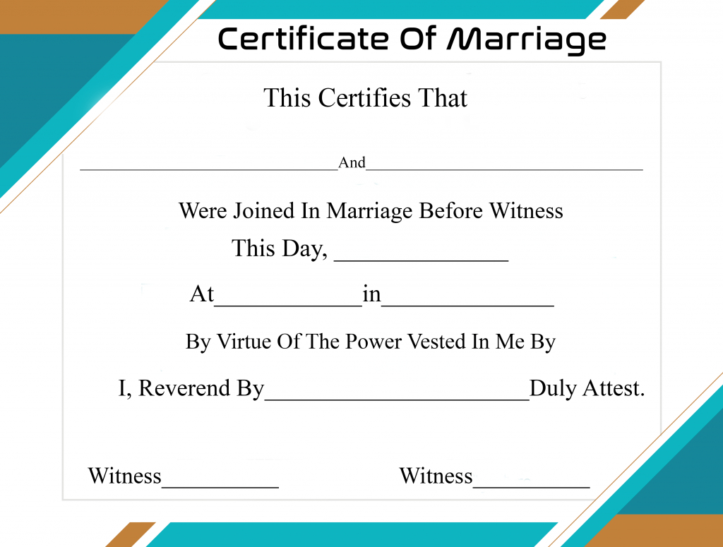Free Printable Certificate Of Marriage Template Throughout Certificate Of Marriage Template