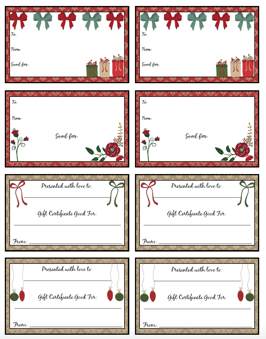 Free Printable Christmas Gift Certificates: 7 Designs, Pick Within Free Christmas Gift Certificate Templates