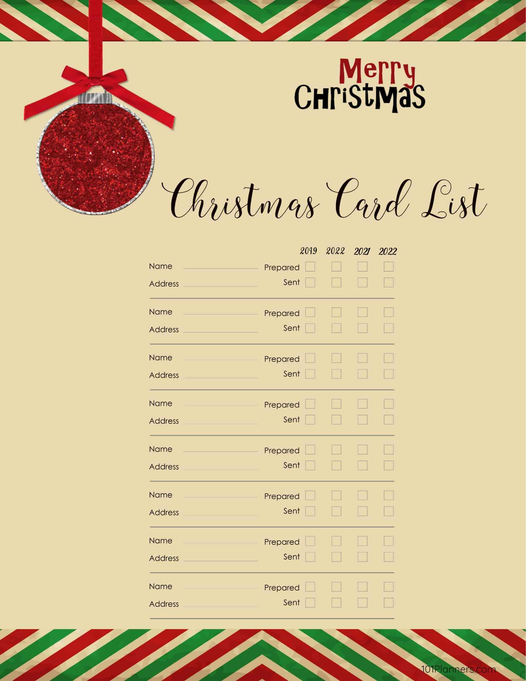 Free Printable Christmas Gift List Template Within Christmas Card List Template