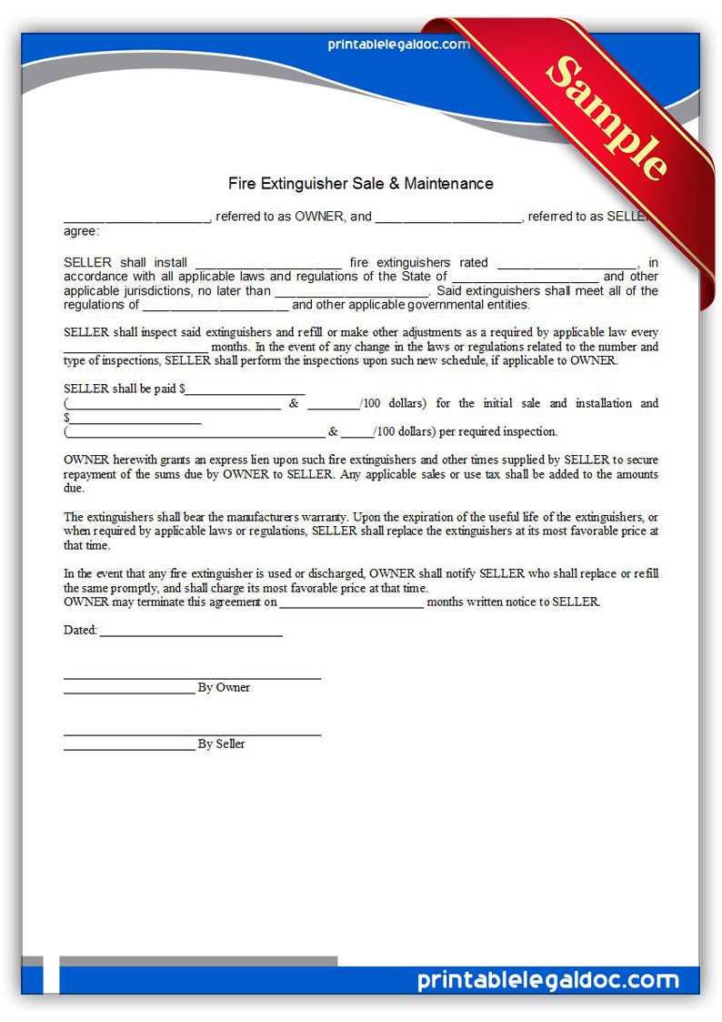 Free Printable Fire Extinguisher Sale & Maintenance Within Fire Extinguisher Certificate Template